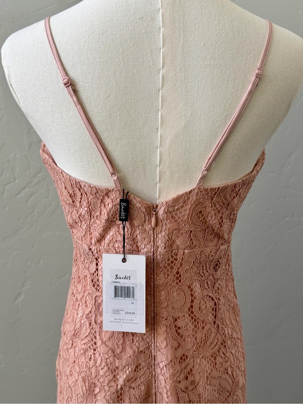 Bardot Gia Lace Midi Dress Blush Pink Wedding Guest Pencil NWT 6 - Picture 5 of 14